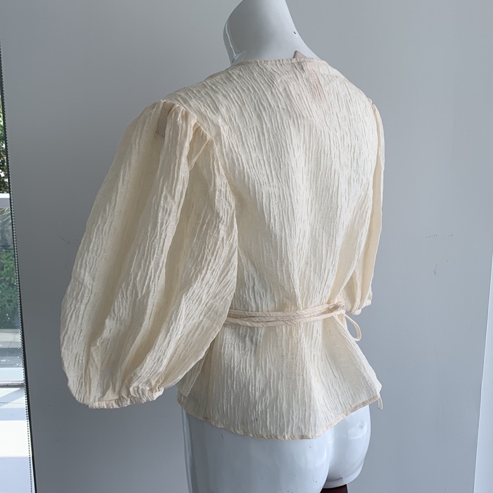 NWT H&M boho wrap puff balloon sleeves top/ blouse, size S - Picture 4 of 12